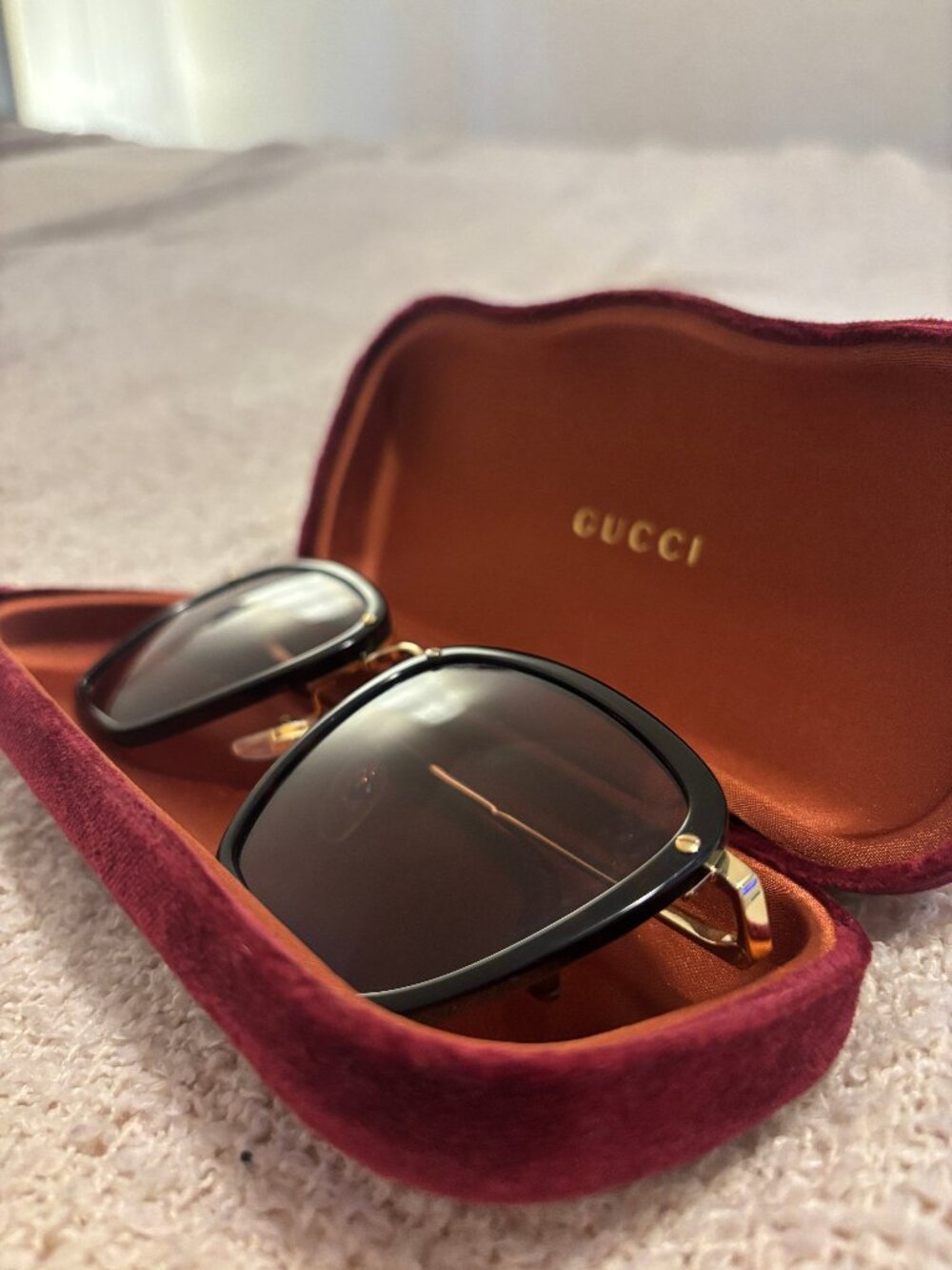 Gucci Sunglasses GG0673S 002 Havana Gold/Brown Lens Square 56mm